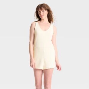 A New Day Women's Sandwash Mini Romper Size M Color Cream
